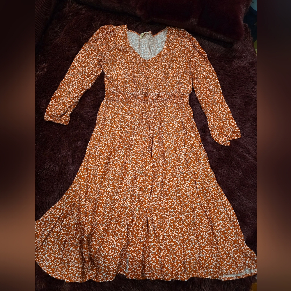 Fall--Long Sleeve Floral Dress